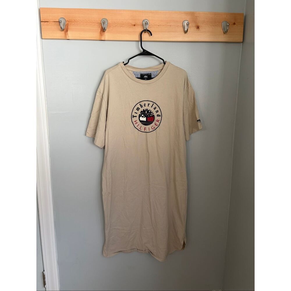 Tommy Hilfiger x Timberland Tan 100% Cotton T-Shirt Midi Dress Size XXL Collab